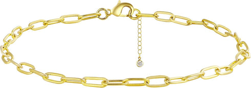 Tasiso Dainty Ankle Bracelets for Women 14K Gold Plated Paper Clip Figaro Satellite Beaded Link Chain Anklets Simple Cuban Lip Chain Anklet Bracel...