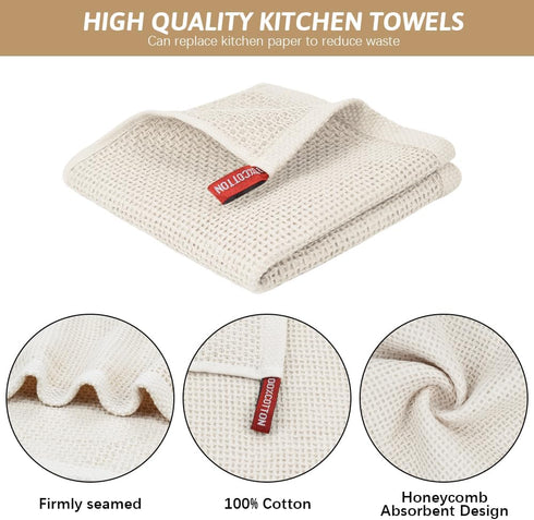 Nialnant 100% Cotton Kitchen Towels Set of 8,Waffle Weave Dish Cloths for Washing Dishes,Extra Soft Dish Rags,Absorbent Cleaning Rags-12x12 Inch,B...