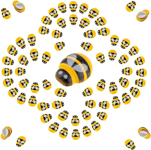 VISCAL 100Pcs Wooden Bee Decor,Self-Adhesive Painted Flatback Mini Wooden Bumble BeesCraft Scrapbooking DIY Decor Supplies, Birthday, Party?Scrapb...