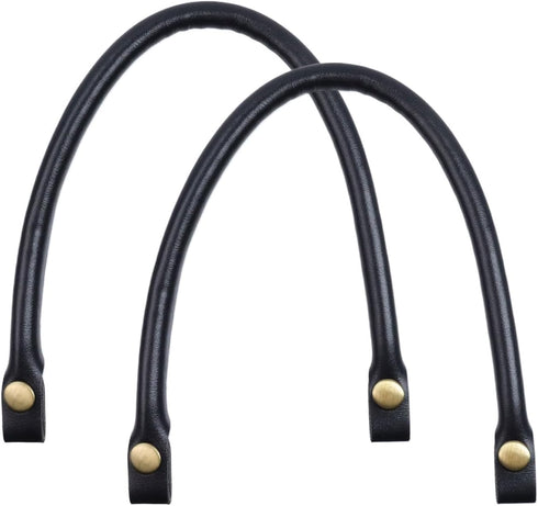 Semetall Purse Handles 2 Pcs 0.5'' Wide 15.7" Length Handbag Handles Black PU Leather Purse Strap with Button for Handbag and Handbag DIY Making A...