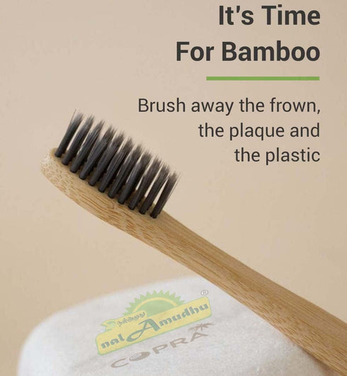 Bamboo Toothbrush with Charcoal Activated Soft Bristles - Gentle on Teeth, Light Weight, Eco friendly,Vegan, Natural & Zerowaste-Dental & Oral Car...
