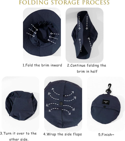Waterproof Bucket Rain Hat with Chin Strap, Packable Sun Hat for Men Women Summer Lightweight Hiking Outdoor Cap Quick Dry Fishing Bucket Hat Blac...
