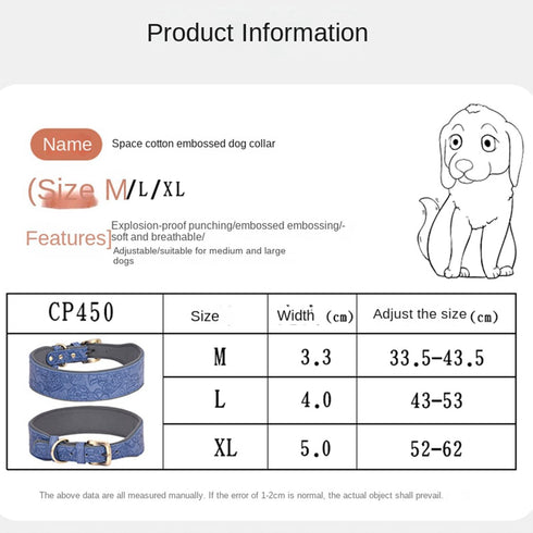 Leather Dog Collar, for Large Dogs, Medium Dogs & Small Dogs, Adjustable Soft Padded Collar for Dogs, Embossed Print Leather Dog Collars (XL, Gree...