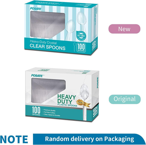 POSATE Heavyweight Plastic Spoons, Clear, 100 Count...