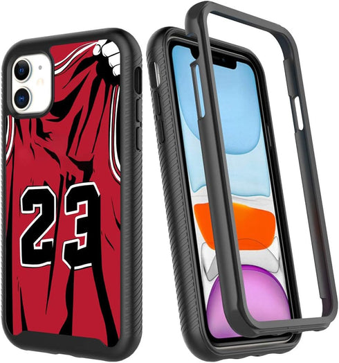 Basketball King 23 Red Jersey Design Compatible with iPhone 11 Case for Boys Luxury Shockproof Rugged Cover Dual Layer Soft TPU + Hard PC Bumper F...