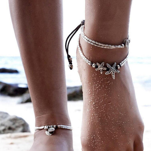Missgrace Vintage Style Antique Silver Anklet Coin Tassels Beach Ankle Chain Fashion Coin Leg Ankle Bracelet Anklets for Women To Beach...