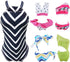 E-TING 10Pcs =5 Sets Beach Bikini Swimsuit Bathing Doll Clothes One-Piece Swimwear with 5 Pairs Shoes for 11.5 Inch Girl Dolls (A)...
