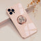 Case for iPhone 15 Pro Max Ring Holder Case with Diamond Shiny Plating Rose Gold Edge Built-in 360 Rotation Magnetic Kickstand for Women Girls Sli...