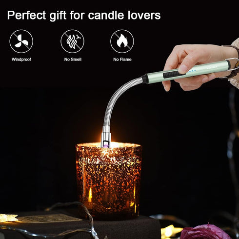 ARECTECH Candle Electric Lighter Rechargeable USB Arc Lighter Windproof Plasma for Candle Cooking BBQs Fireworks Birthday Gift Green...