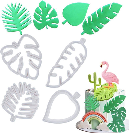 Mity rain Tropical Leaf Cookie Cutter - Hawaiian Palm Leaves Fondant Cutters Set for Gum Paste, Sugarcraft Candy, Luau Cake Decorating ?4Pcs?...