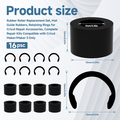 Rubber Roller Replacement Compatible with Cricut Maker/Maker 3, Mat Guide Rubbers for Cricut Repair Accessories (Rings Roller Set)...
