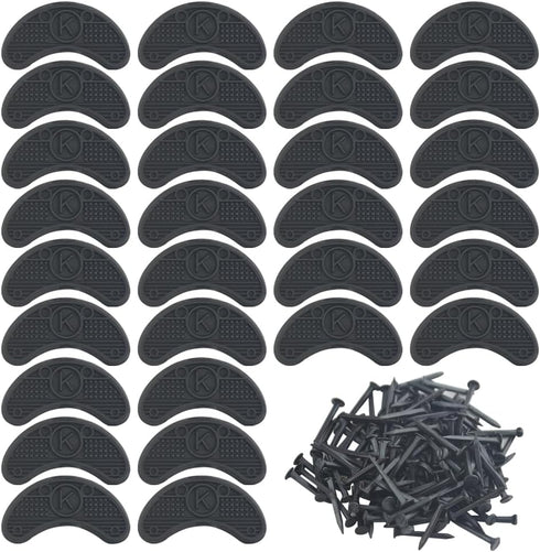 30PCS Heel Plates Black Heel Taps Rubber Tips Sole Repair Pad Replacement with Nails(2.04" x 0.78" x 0.15")...