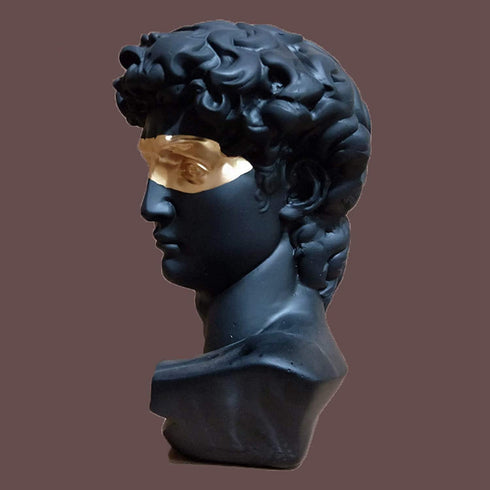 Taotenish Greek David Head Statue - Classic, Modern, Simple - Black Resin - 6" H x 6" W x 6" D - Home, Office Decor...