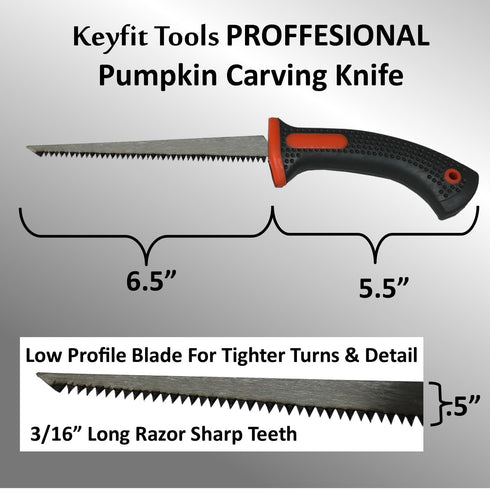 Keyfit Tools PROFESSIONAL Pumpkin Carving Knife Tool 416 Stainless Steel Double Sided Saw/Blade Adult Use Only Extra Sharp Heat Treated Blue Steel...