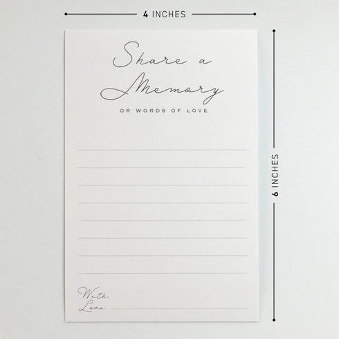 Share a Memory Cards - Minimalist Well Wishes Card - 4 x 6 - Set of 50 - for Celebration of Life, Weddings, Anniversaries, Memorials, Funerals, Bi...