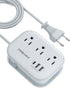 European Travel Plug Adapter USB C, Popowell International European Plug Adapter, 4 FT Travel Power Strip with 3 Outlets & 3 USB, Type C Power Ada...