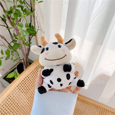 UnnFiko Plush Doll Case Compatible with Airpods, Cute Piglet Cow Soft Fur Fluffy Case Cover with Keychain (Airpods 1 & 2, Cute Cow)...