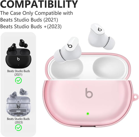 Beats Studio Buds Case Cover, Studio Buds Plus Case Cover Clear 2021/2023with Key Fob and Earbud Cleaning Kit, Earbuds Full Protective Soft TPU Ca...