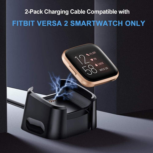 QIBOX Charger Compatible with Fitbit Versa 2 (Not for Versa/Versa Lite), 2-Pack Replacement USB Charging Cable Dock Stand for Versa 2 Health & Fit...