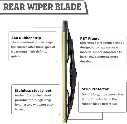 (Set of 2) HODEE Replacement For Chevrolet Chevy Trax 2013-2020 GMC Acadia 2017-2021 Jeep compass 2007-2016, Rear Wiper Blade Kit Set,Rear Wiper A...