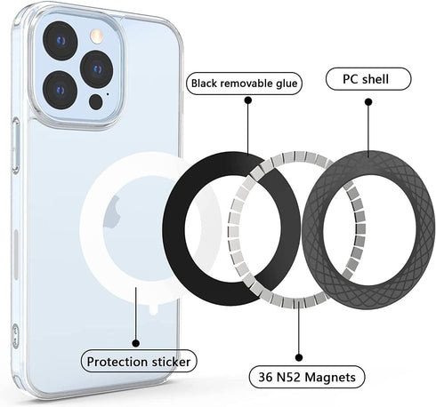 Universal Magnetic Ring, Magnetic Adapter Ring,Magnet Sticker Compatible with Magsafe Accessories & Wireless Charging for iPhone 15/14/13/12 Serie...