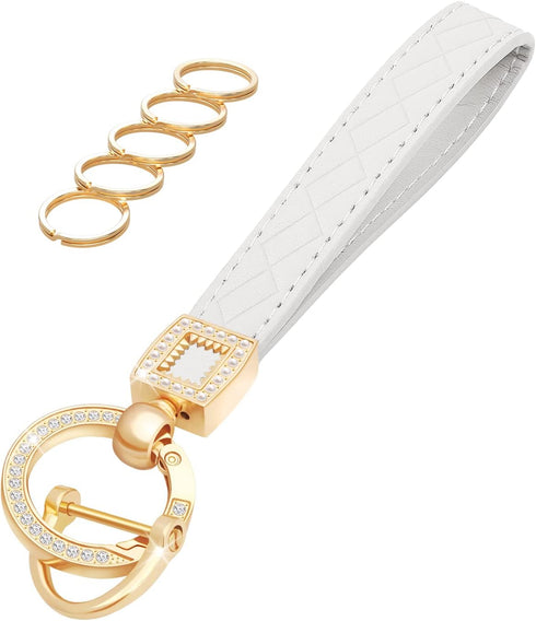 Microfiber Leather Wristlet Keychain,Wrist Keychain Car Key Chain with 5 Key Ring and Anti-Lost D Ring...