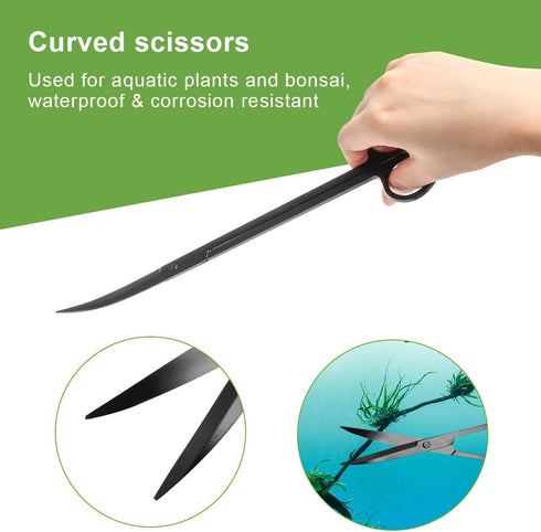 Quarium Aquascape Tools Kits, 4 in 1 Anti-Rust Aquatic Plant Aquascaping Tool Stainless Steel Black Tweezers Scissors Spatula for Aquarium Tank Cl...
