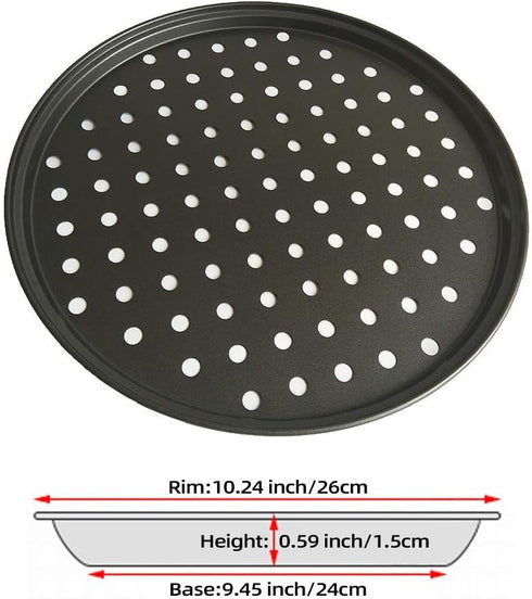 Non stick round pizza pan with holes for oven best perforated carbon steel pizza tray (10 inch)...