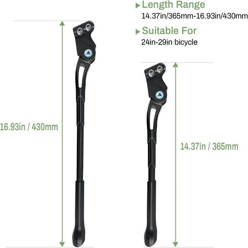 Bike Kickstand,18mm Hole Spacing Bicycle Kickstands,Adjustable Length Bike Side Kickstand fit 24in 26in 27.5" 29 inches,Bike Kick Stand Suit Mount...