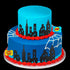 Scenic Theme Stick On/Lay On Cake Border Decoration Toppers (Super Hero Lighted City Backdrop)...