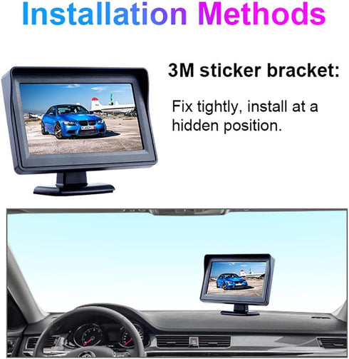 B-Qtech 4.3 inch Color TFT LCD Display Screen Backup Camera Monitor only Rear View Reverse Monitor Display for Car SUV Van Truck(Power Supply: DC ...