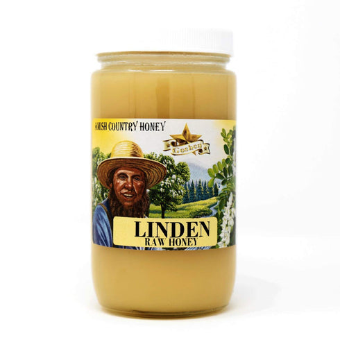 Goshen Amish Country Extremely Raw Linden Honey - Unfiltered, Unprocessed, Pure & Natural - Harvested in the USA - Rich Flavor for Tea, Cooking, W...