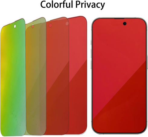 2 Pack Anti-Blue Privacy Tempered Glass for iPhone 15 Pro/iPhone 15 Anti-Spy Screen Protector Anti-Peeping Film Gradient Colorful 6.1 inch......