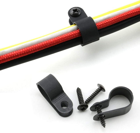 heyous 100pcs 1/2 inch (13.2mm) R-Type Cable Clamp Nylon Wire Hose Tube Fastener Fixed Cable Tie Mount Organizer Holder R Type Cable Clip with Mou...