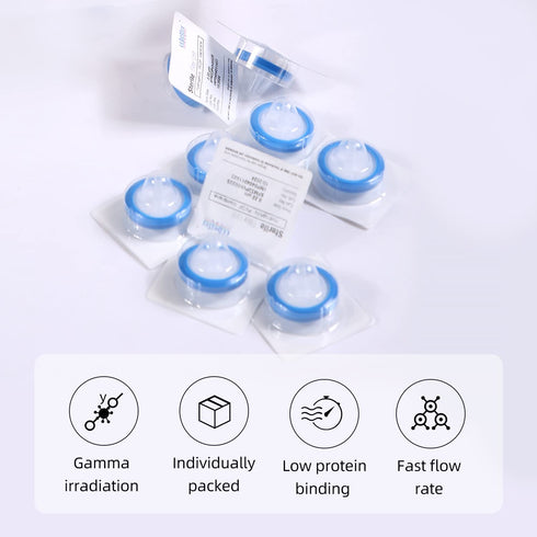 10PCS PVDF Syringe Filter 0.22?m Sterile Hydrophilic Filtration Lab Filters 25mm Membrane Diameter Individually Packed...