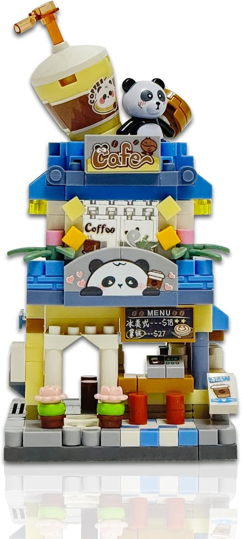 Panda Coffee-Shop Building-Blocks Set- Mini Blocks Cafe House Construction Building Blocks Collection Set 410 PCS for Teen and Adults, as Celebrat...