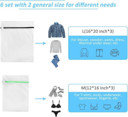 GOGOODA Mesh Laundry Bags for Delicates with Premium Zipper, Travel Storage Organize Bag, Clothing Washing Bags for Laundry, Blouse, Bra, Hosiery,...