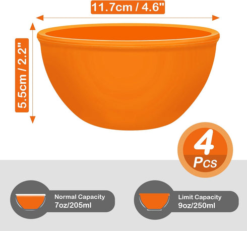 Webake Small Silicone Bowls, 4 Pack 8oz Prep Bowls Unbreakable Ice Cream Snack Bowls Side Dishes Small Bowls for Dipping Prep Dessert Serving, Ove...