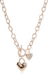 GUESS Rose-Gold-Tone Heart Lock Charm Toggle Chain Necklace...