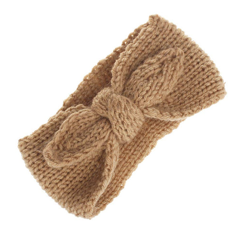Utaly Winter Cute Kids Baby Girls Knit Rabbit Knotted Headband Headwrap Earwarmer (Tan +Beige, Stretchy)...