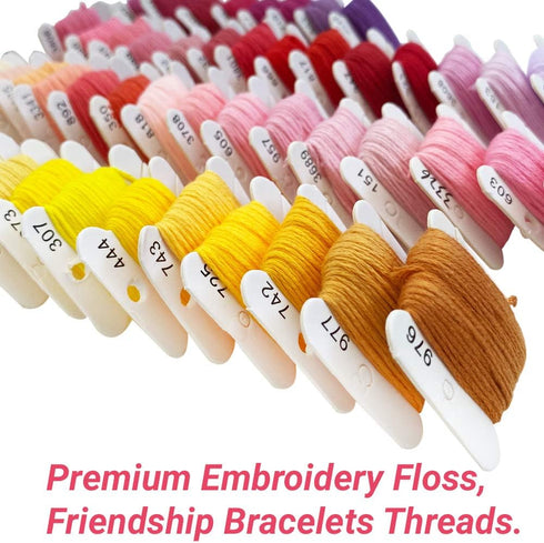 Embroidery Floss,52 Rainbow Colors Hand Embroidery Thread on Bobbins,Friendship Bracelet String,Cross Stitch Supplies,Threads for Bracelets Making...