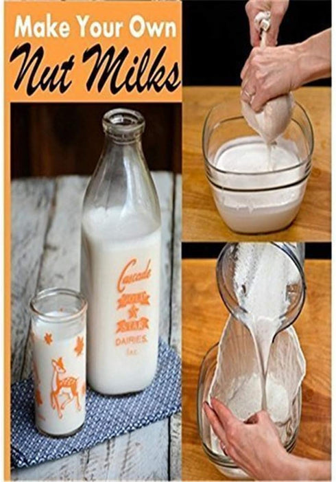2 Pcs Pro Quality Nut Milk Bag - Big 10"X12" Commercial Grade - Reusable Almond Milk Bag & All Purpose Food Strainer - Fine Mesh Nylon Cheesecloth...