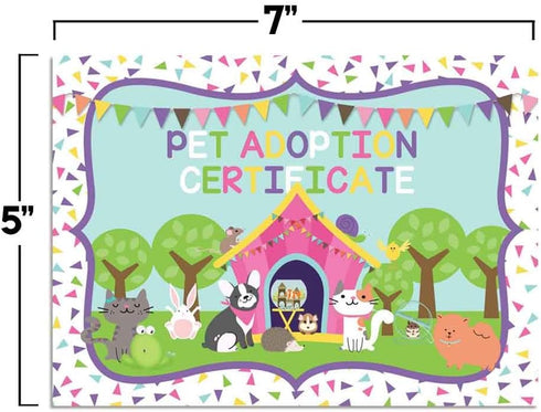 Plush Pet Stuffed Animal Themed Certificates of Adoption for Kids' Birthday Parties, 10 5"x7" Fill in Cards by AmandaCreation...