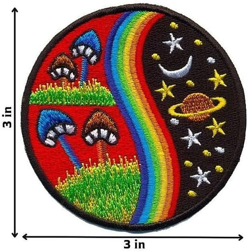 Artistic Mushroom Embroidered Iron on Patch Star Planet Moon Retro Hippie Boho...
