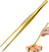 Tongs Tweezers - 12 Inch / 30cm Long Food Tongs Straight Serrated Forceps Cocktail Tweezers Bar Tool Gold...