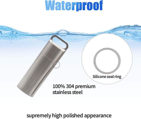 HRX Package Waterproof Stainless Steel Pill Case Keychain, Durable Small Pill Box Bottle Holder Tough for Men Purse Pocket Outdoor EDC Tool Kit...