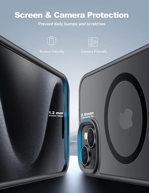 Tigowos Strong Magnetic for iPhone 15 Case Fits MagSafe 10FT Drop Resistant Matte Skin Feeling Back Cover Shockproof Slim Fit for iPhone 15 Phone ...
