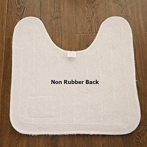 USIX Hand Tufted Cotton Towel-Like Hotel Spa Tub Shower Bath Floor Mat Washable Bath Mats Soft Absorbent Cotton Rug/Non-Rubber Back (Grey,U Shape ...