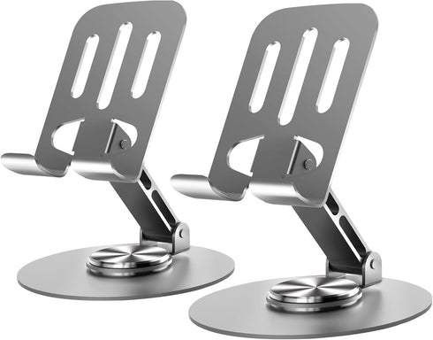 2PCS Cell Phone Stand, Multi-Angel Adjustable 360° Rotation Non-Slip Metal Phone Stand Compatible with iPone Android Smartphone and Tablet(Grey&Gr...