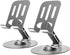 2PCS Cell Phone Stand, Multi-Angel Adjustable 360° Rotation Non-Slip Metal Phone Stand Compatible with iPone Android Smartphone and Tablet(Grey&Gr...